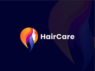 Hair Care Logo beauty branding business care company design face gradient hair illustration logo personal salon spa vector woman