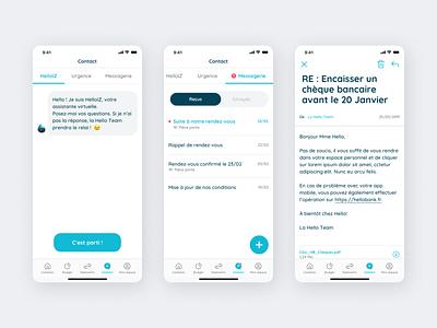Hello Bank - Banking application contact bank app banking chatbot mailbox messages sketch switch ui ui design