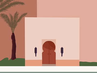 Morocco, Marrakech buldings design digital art door illustration marrakech morocco north africa palm