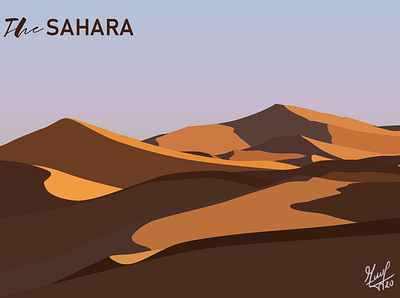 The Sahara arab arabian nights arabic desert design digital art illustration sahara sand simple sky sunrise sunset