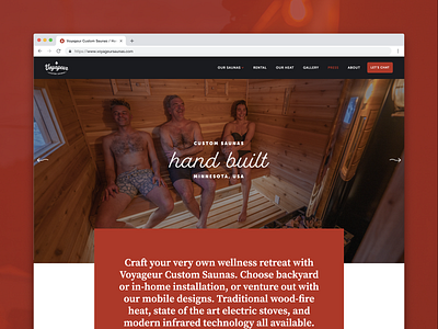 Voyageur Site Launch animations custom code developer digtial design hero image homepage json launch minnesota sauna ui ux uxui web design webflow website