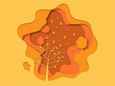 Autumn autumn background cutout design illustration minimal orange vector