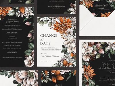 Change the Date botanical botanical illustration floral flowers illustration nature packaging pattern surface design wedding wedding invitation