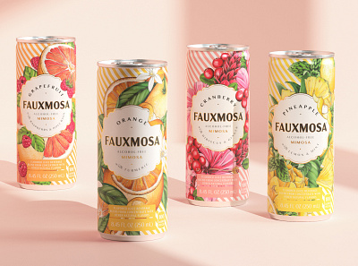 Packaging illustration: 4 flavors beverage botanical design drink floral illustration label package packaging surface design typography