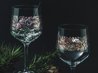 Artist Edition Glassware artist botanical butterfly floral glass illustration packaging pattern surface design