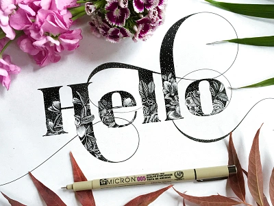 Hello botanical digital illustration floral flowers graphic design illustration lettering logo pattern typography