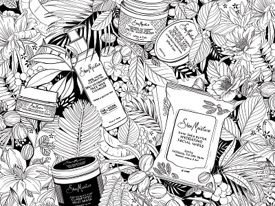 SheaMoisture Coloring Page black and white coloring design intricate pattern