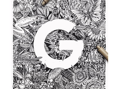 Google Logo botanical illustration drawing illustration ink packaging pattern