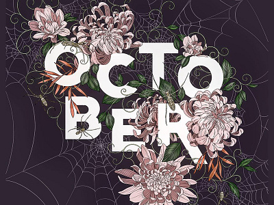 October Procreate Template branding calendar halloween illustration lettering nature spider template typography