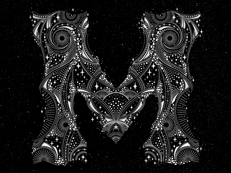 Maximal Logo - Astral surface design branding black and white flowers ink botanical illustration drawing pattern floral lettering typography illustration