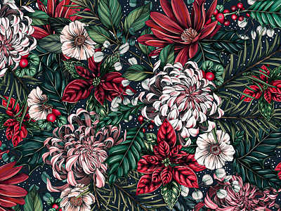 Illustrated Holiday Botanical Pattern