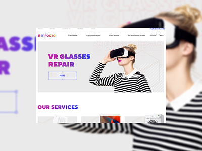 VR glasses repair design figma landing page ui website