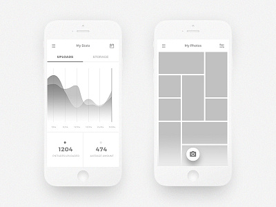 Slick App - Wireframes app creative dashboard gallery iphone minimal minimalistic mobile portfolio ui wire wireframe