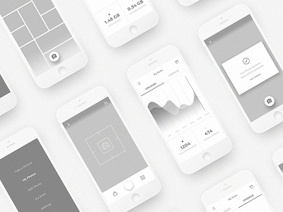 Slick App - Wireframes app creative dashboard gallery iphone minimal minimalistic mobile portfolio ui wire wireframe