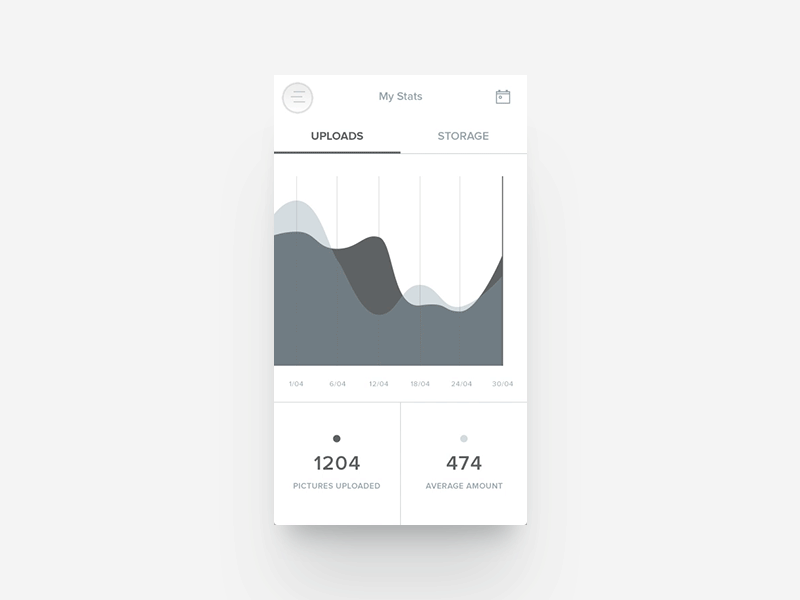 Stats To Menu android animation app dashboard gif ios iphone minimal minimalistic mobile photo ui