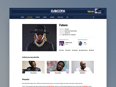 DJBooth - Artist Page artist blog freelance hip hop music photo presentation rap style ui ux website