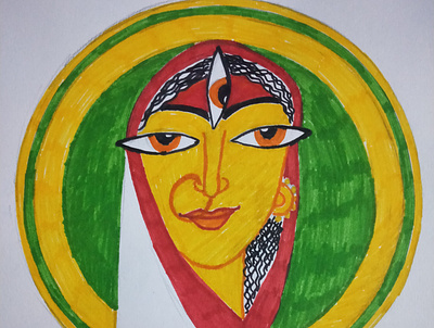 durga maa art artcollage artwork delhi drawings figuredrawing illustration art ink panting pendrawing watercolor
