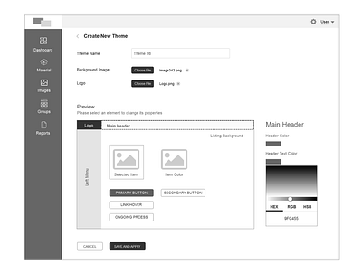 Creating custom theme for admin panel design app interation design prototype ux wireframe design