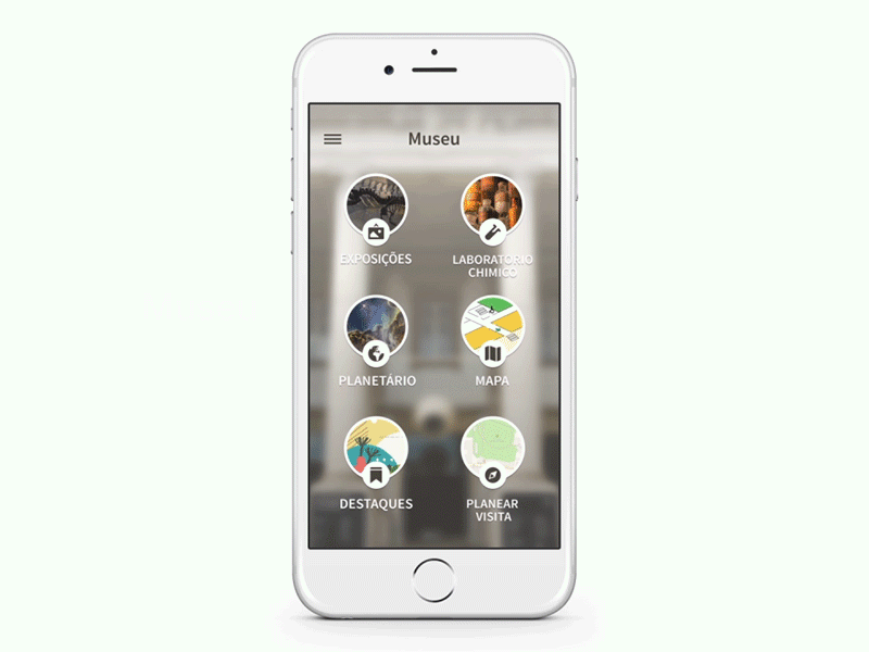 App Muhnac - Museu / Jardim after effects android app interface ios menu mobile motion teaser ui ux