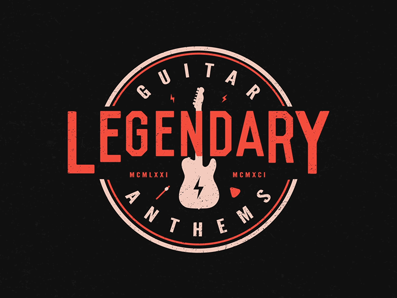 Legendary Guitar Anthems animation badge guitar illustration motion music type typography