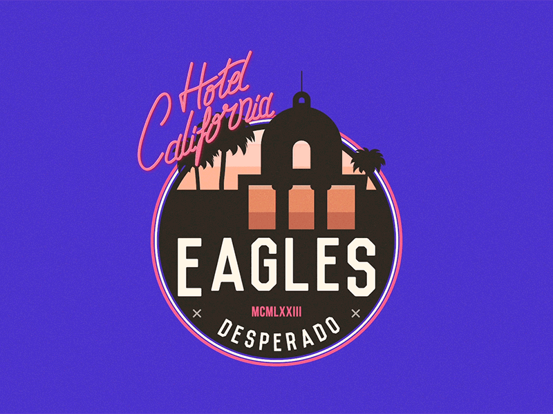 Hotel California animation badge eagles guitar hotel california illustration motion music neon type typography