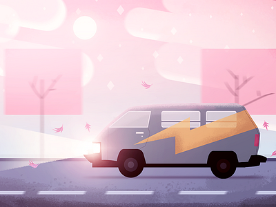 The Drive | Steven Universe car drive fall illustration light lightning road steven street texture universe van