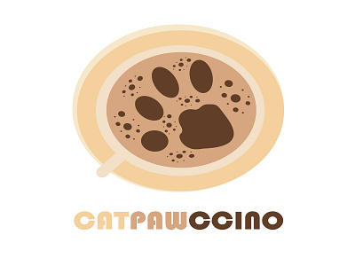CatPawCcino 2d cappuccino cappuccino logo cat paw coffee coffee cup cute paw design flat flat design flat illustration illustration logo simple illustration