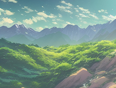 Mountain View Anime Style - 1 2d ai aiart aiartist aiartwork aipainting anime animestyle background design illustration landscape mountain nature view