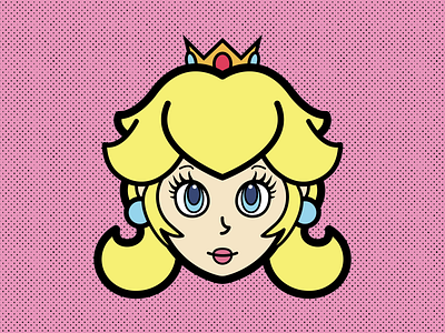 Princess Peach flat design illustrator nintendo vector