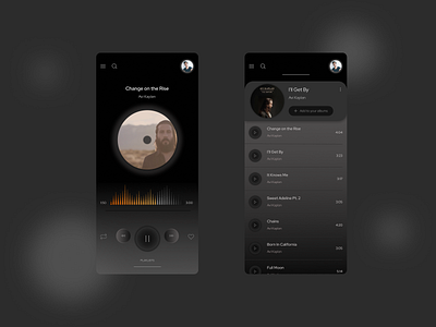 Music Player app concept android app black concept darkmode design figma gradient ios minimalist mobile music music player player playlist shadow spotify tidal ui ux