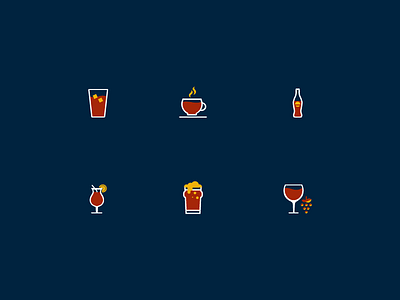 Drinks beer bottle cocktails coffee cup glass icons tea water wine