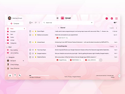 Gmail animated theme animation gmail graphic design mail motion graphics pink smooth ui ux