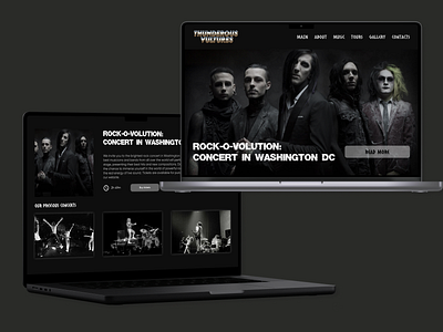 Rock group promo website dark dark theme design mockup promo website rock ui ux uxui