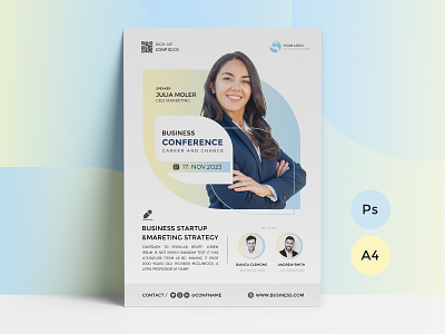 Business Conference a4 a4 paper advertsing agency business color conference corporate cover creative event flyer marketing modern photoshop post print ready psd social webinar