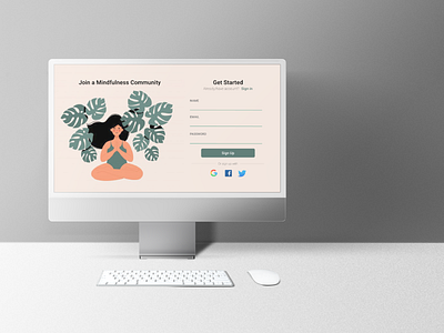 Daily UI #001 - Yoga Community Sign Up Page adobe illustrator adobexd design illustrations minimal ui uidaily uidaily001 uidesign uiux