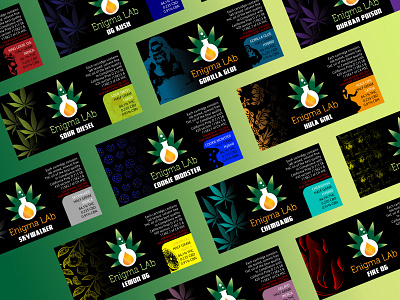 Enigma LAb | Label Design bold design branding cannabis cannabis cartridge cannabis graphic design cannabis label cannabis label design cannabis labels cannabis strains cohesive cohesive designs colorful design graphic design graphic designer label design label designer label designs package design print design visual branding