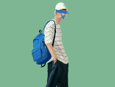 Walking digital painting green illustration man paint procreate