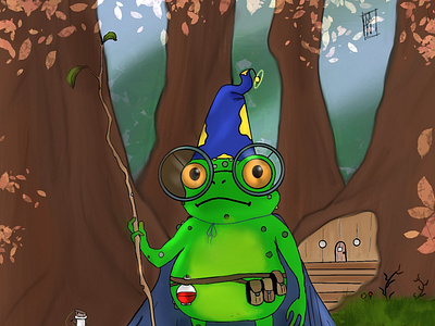 Magic frog cute digital painting fantasy frog funny green illustration magic paint procreate
