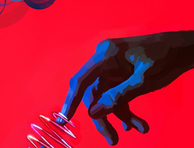 Neon hand digital painting illustration paint procreate woman