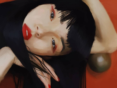 Orange digital painting illustration paint procreate woman