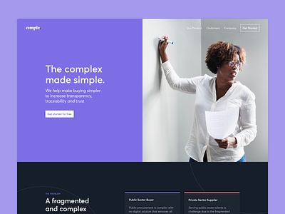 Cimple - Homepage averta desktop features interface landing page purple significa typography ui ux