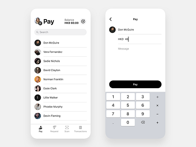 Payment app app banking clean design finance flat interface minimal mobile payme payment scan transfer ui ux venmo wallet