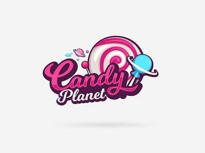 Candy Planet logo Deisgn blue brand candy candy bar concept deisgn design inspiration logo pink shop