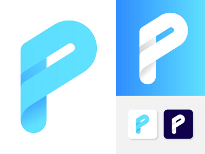 p letter logo - p modern logo concept - p letter app icon - logo app icon blue brand candy bar concept deisgn design inspiration logo modern logo p letter logo