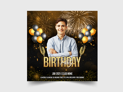 Birthday Party social media Flyer Template and Web Banner banner banner design birthday dj music party social socialmedia