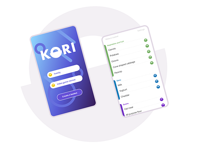 KORI shopping list app app design ui design