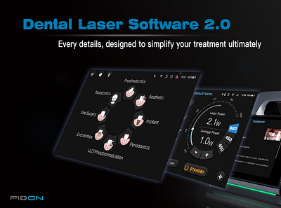 PIOON Dental Laser 2.0 Software interface design branding design logo photoshop typography ui website