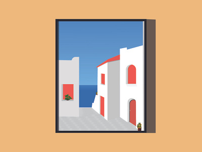 Greece - Town art flat flat design graphic design illustration illustrator vector