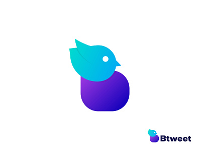 b letter logo (b + tweet)