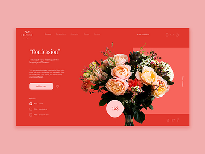 A product card concept for the flower shop concept design flower landingpage photoshop pink red romantic roses ui ux web website